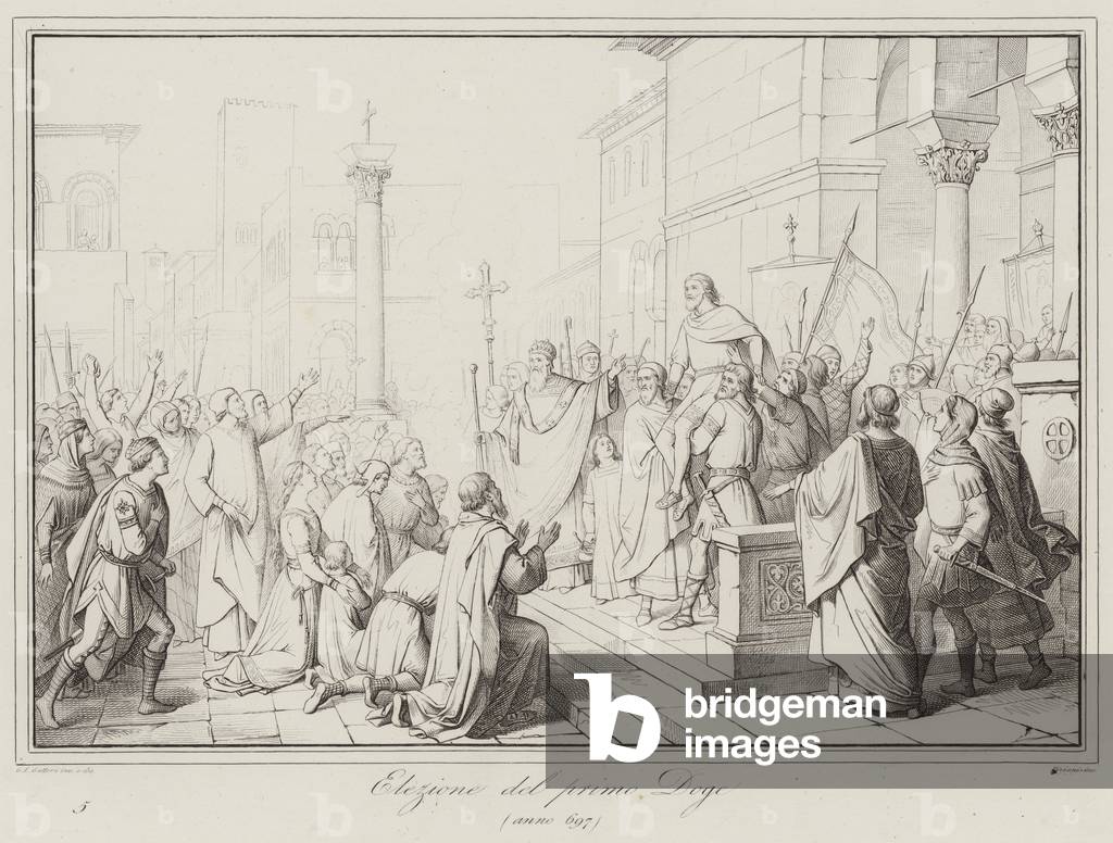 "Eelezione del primo Doge" 1801 di Italian School