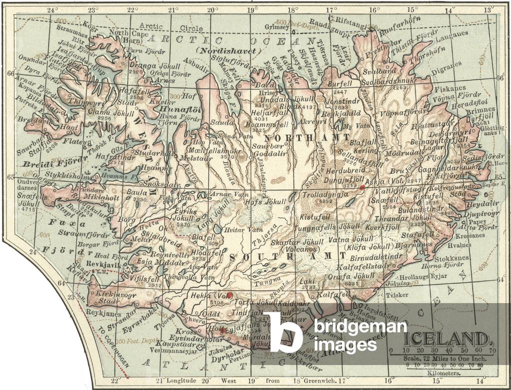 "Mappa dell'Islanda" 1900
