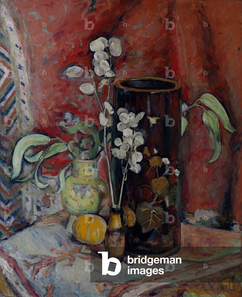 ancora la vita con vasi e annuale onestà, 1922 (olio su tela)
