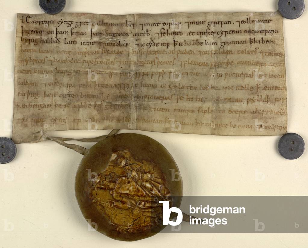 "Writ of Edward the Confessor mit Siegel: Lord Frederick Campbell Charter XXI 5" 1052 von English School