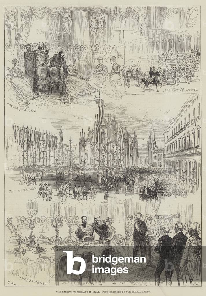 The Emperor of Germany in Italy (engraving) by Charles Robinson, b/w