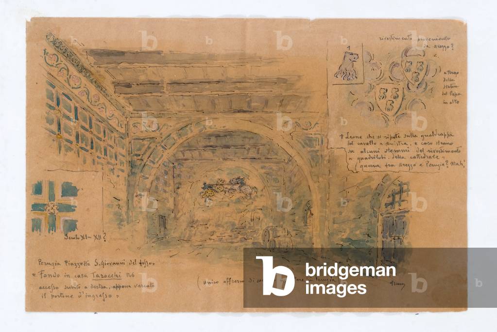 Piazzetta di San Giovanni del Fosso, unterhalb des Hauses Tarot, ca. 1905-1930 (Aquarellentwurf)