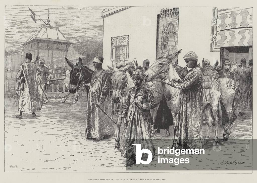 Egyptian Donkeys in the Cairo Street at the Paris Exhibition (engraving)