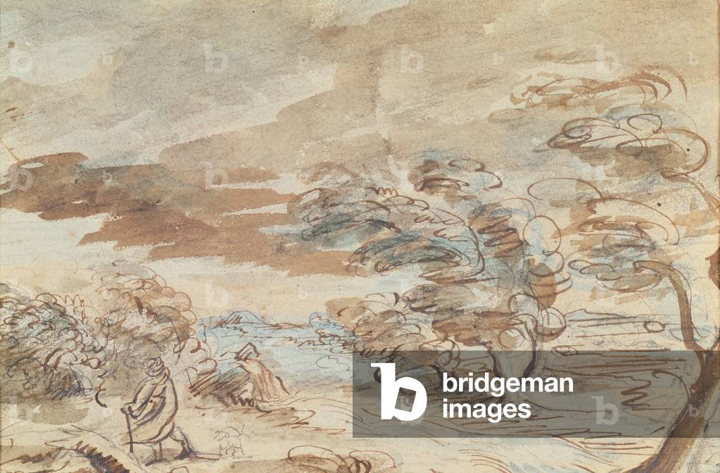 Paesaggio (penna e inchiostro lavati su carta)