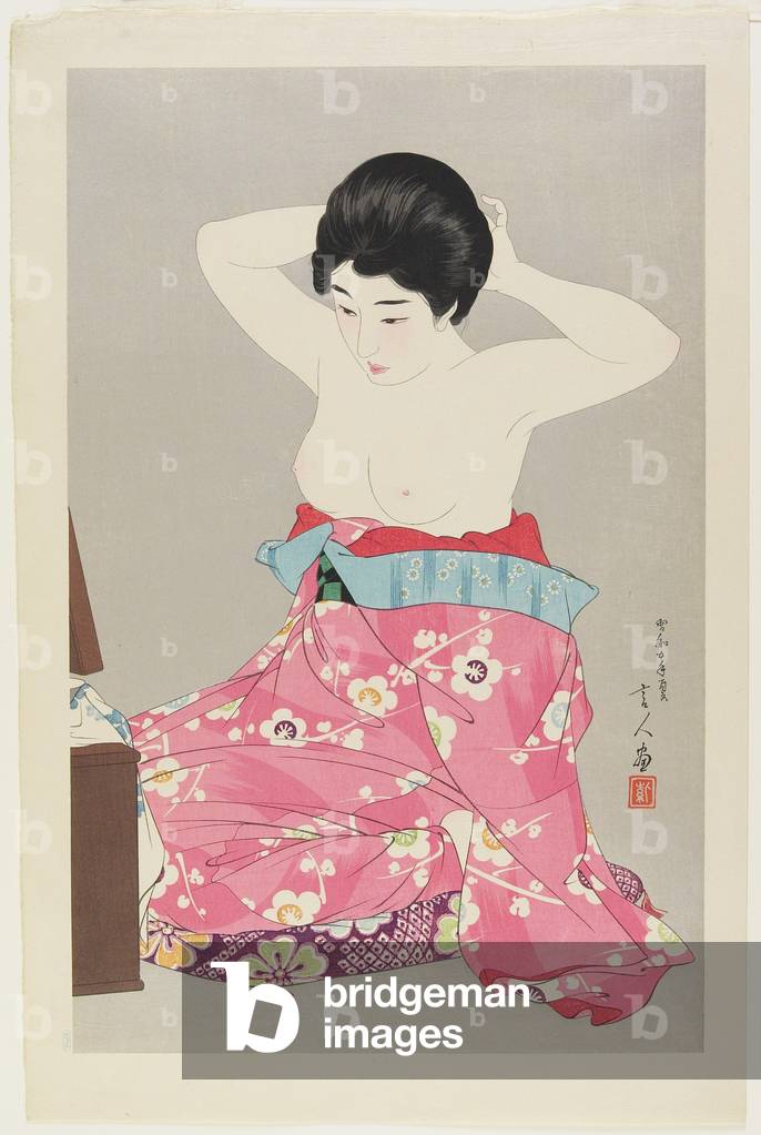 Auftragen von Pulver, 1930 (Farbdruck Holzblock)