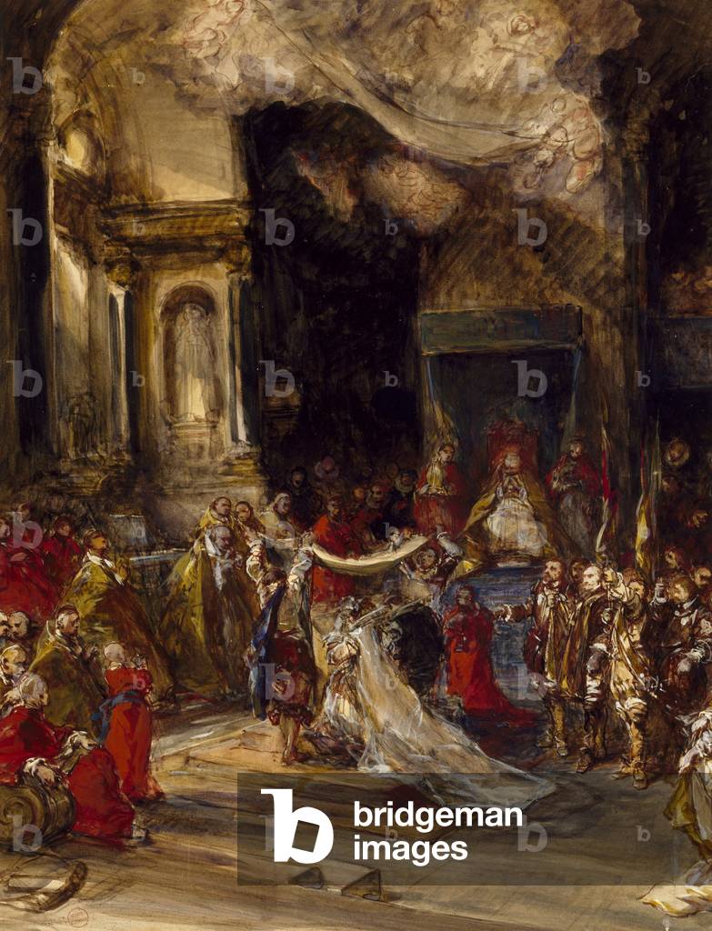 Una scena di matrimonio reale (w/c su carta intessuta)