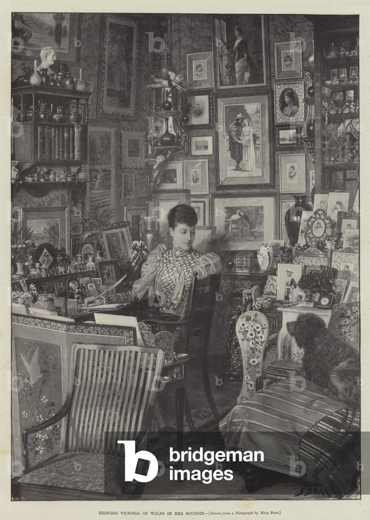 Immagine di Stampa "Principessa Vittoria di Galles nel suo Boudoir (lito)" 1897 di Samuel Begg