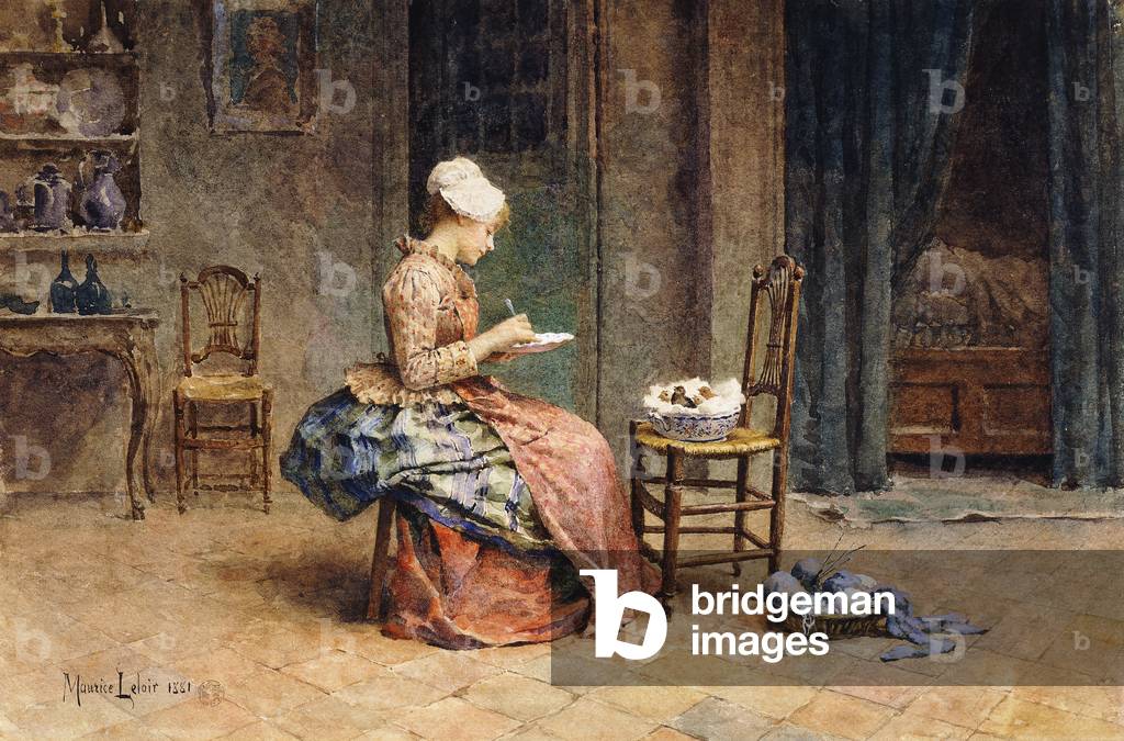 Fütterungszeit, 1881 (Bleistift und Aquarell mit weiß erhöht)