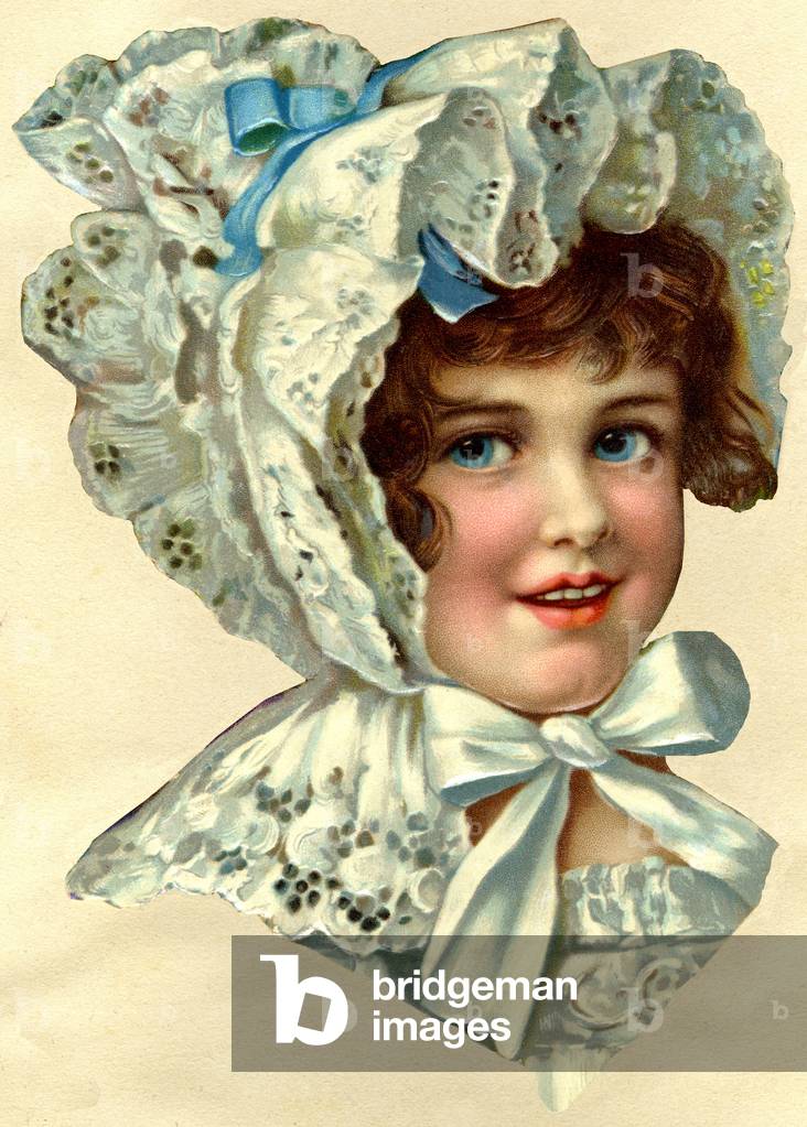 Chromo pubblicitario, Ritratto di bambina, inizio XX secolo (lito)