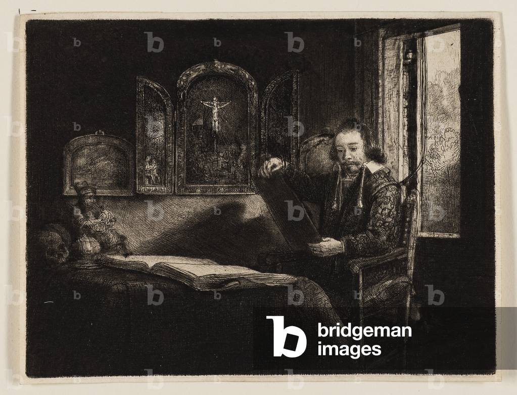 Image de Gravure représentant Abraham Francen 1657 par Rembrandt Harmensz. van Rijn, b/w