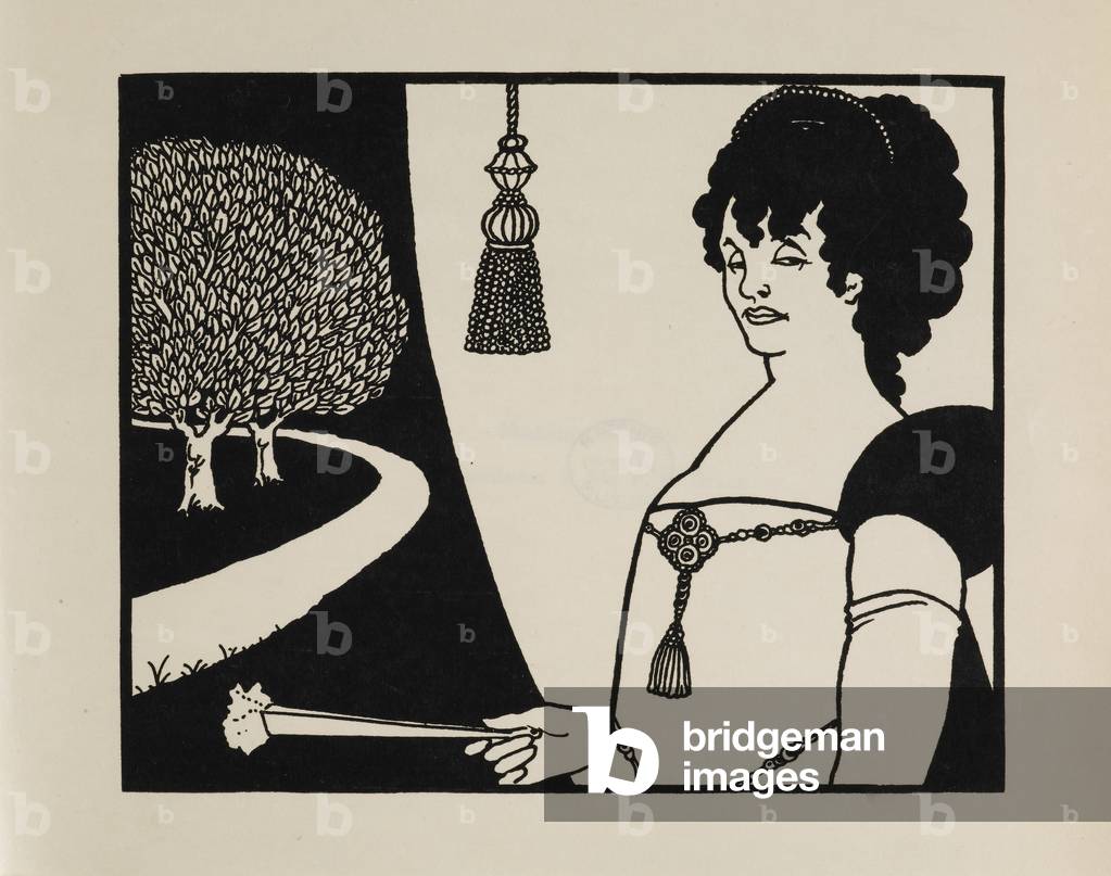 Image of Drawing depicting Madame Rejane 1897 by Aubrey Beardsley, b/w