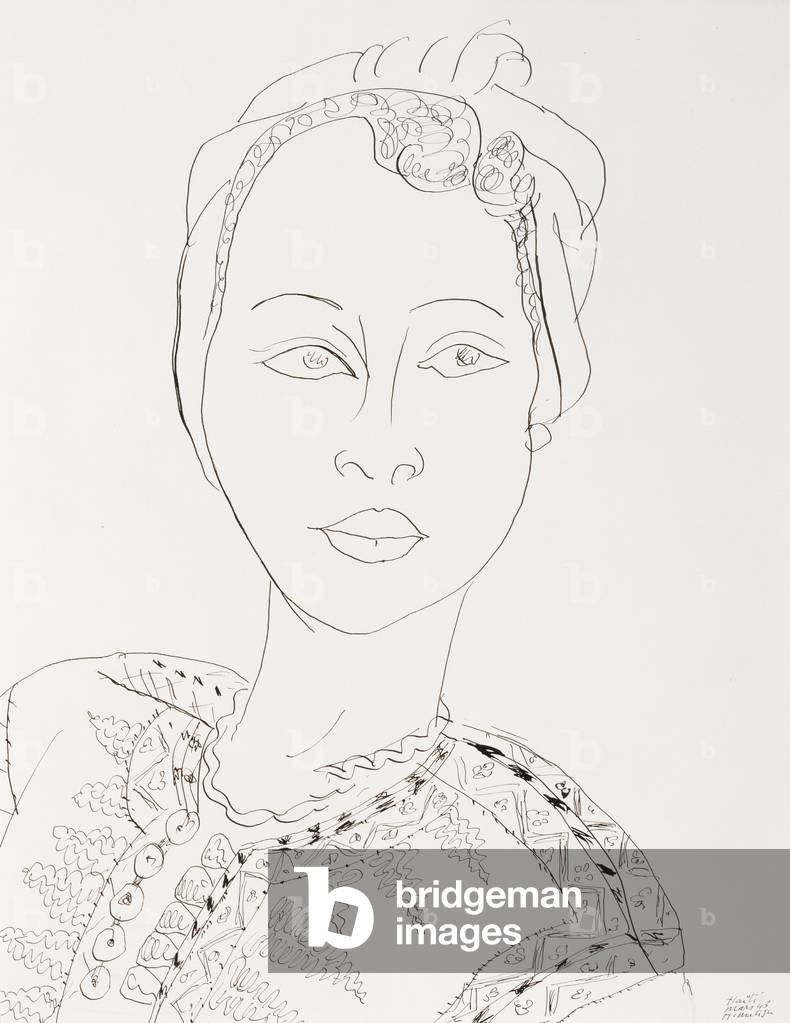 Donna con turbante, 1943 (inchiostro su carta velina)