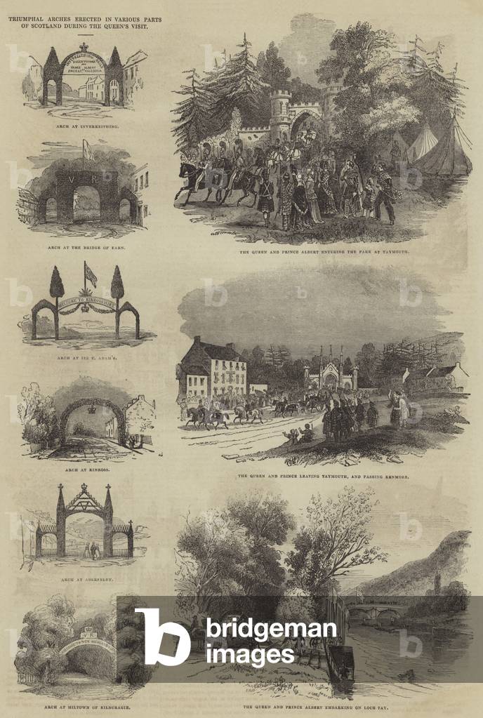 Triumphal Arches erected in Various Parts of Scotland during the Queen's Visit (engraving) by English Artist, 