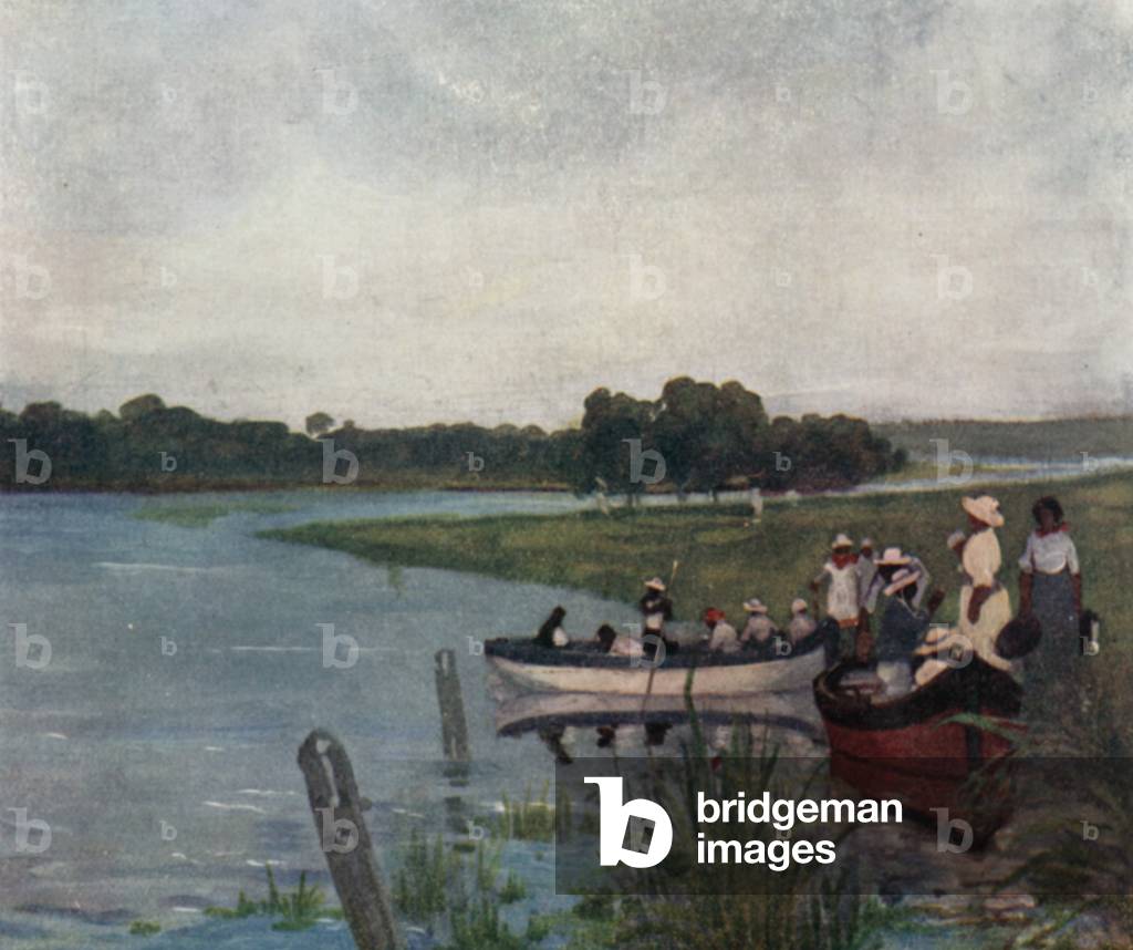 On the banks of the Parana (colour litho)