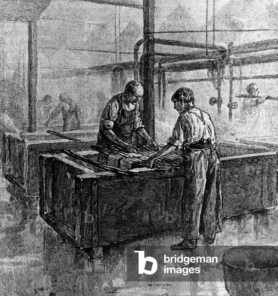 "Stanze di tintura in un mulino di seta" 1885, b/w