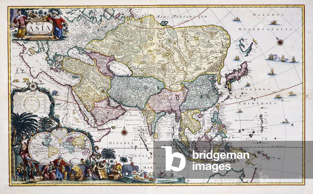 Immagine di Incisione "Mappa dell'Asia", c.1696 di Cornelis III Danckerts