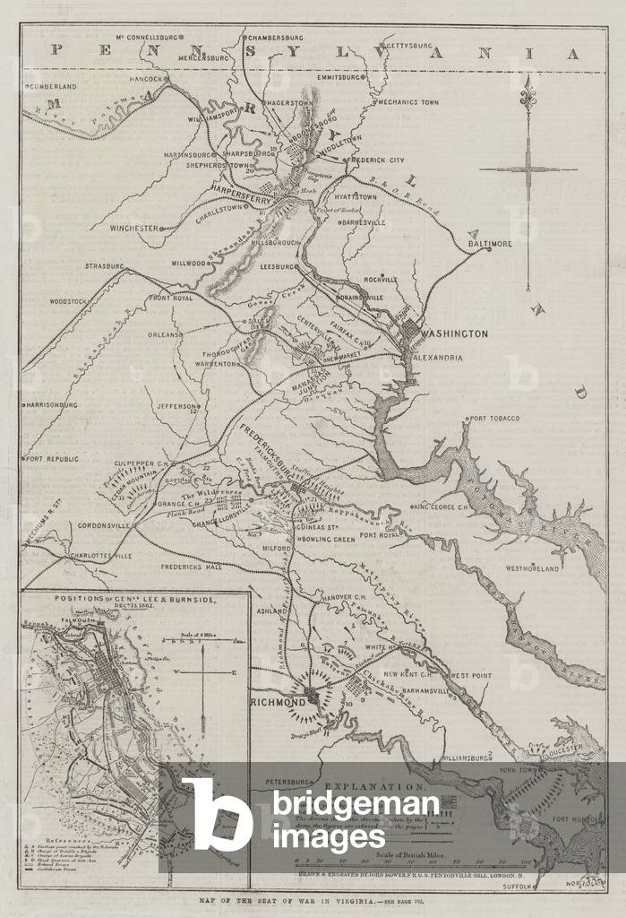 Mappa del Seat of War in Virginia (incisione)