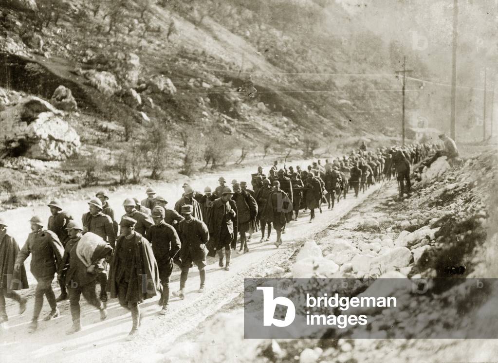 Captured Italians during the 12th Isonzo battle, 1917 (b/w photo)