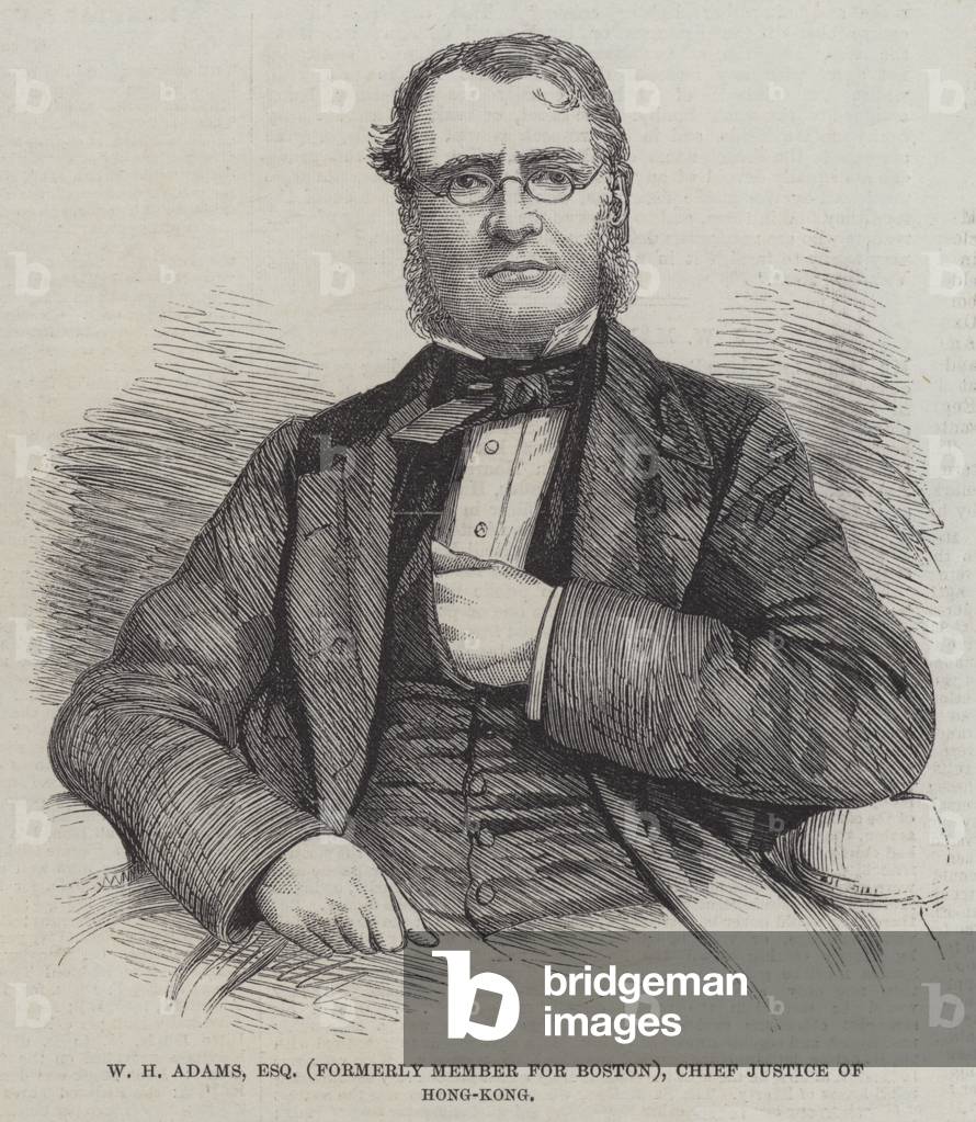 W H Adams, Esquire (già membro di Boston), giudice capo di Hong-Kong (incisione)