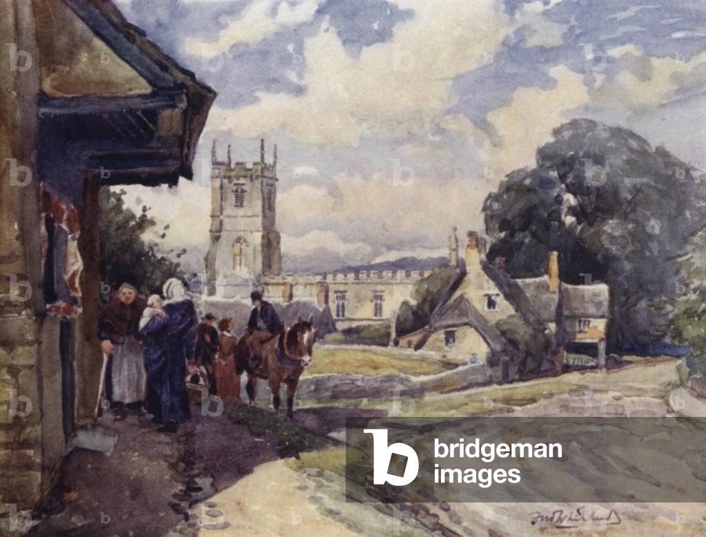 "Long Compton (Farblitho)" von Frederick William Newton Whitehead