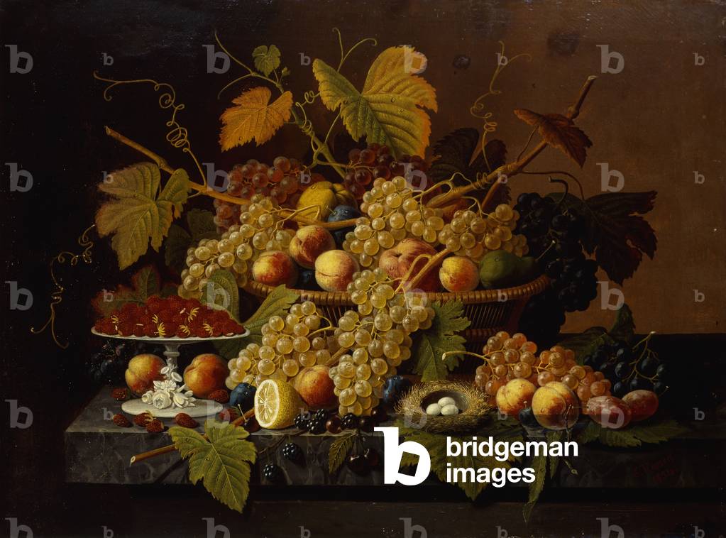 Immagine di Dipinto "natura morta con frutta 1854 (olio su tela)", 1854 di Severin Roesen