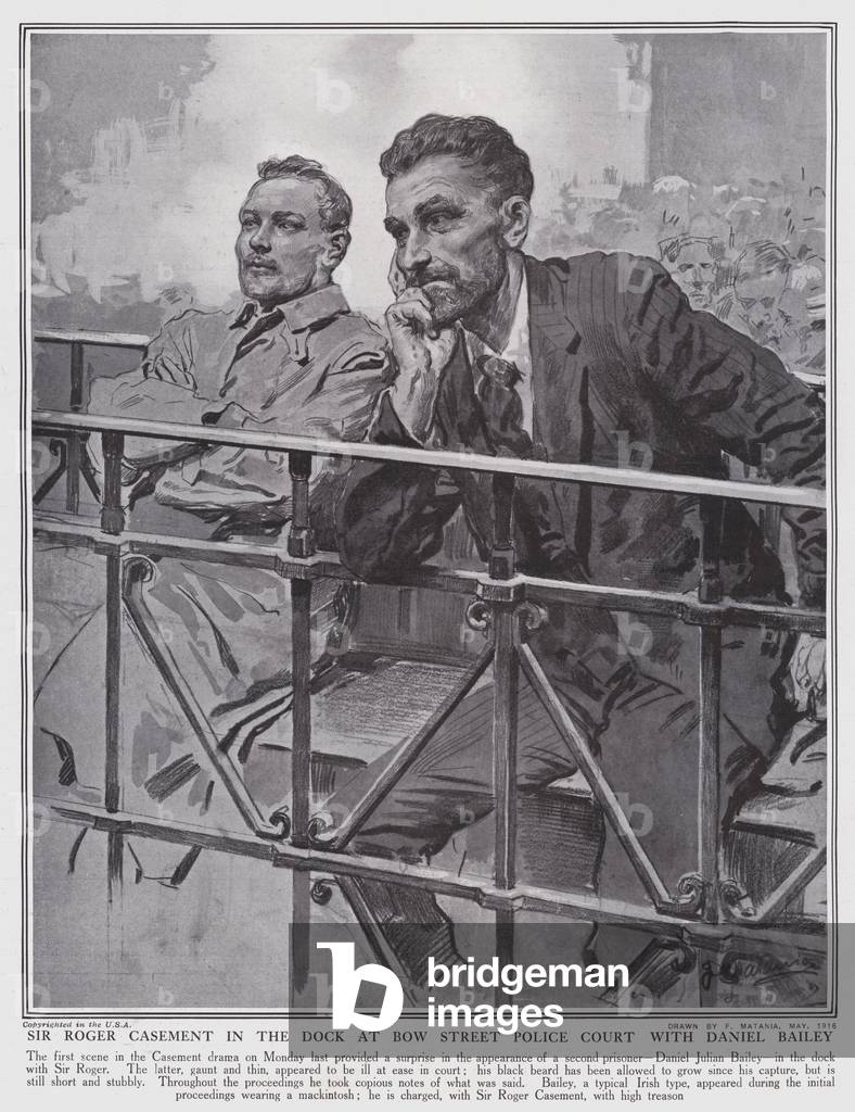Image of Sir Roger Casement in the dock at Bow Street Police by Matania ...