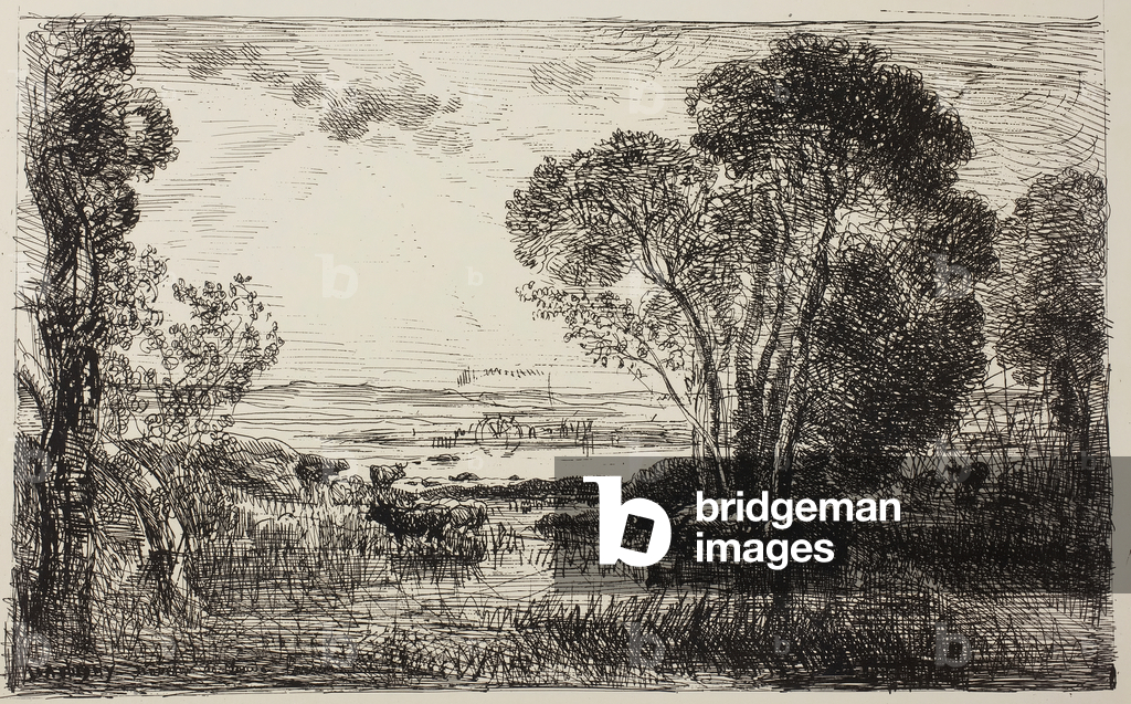 The Hydraulic Machine by Charles Francois Daubigny, b/w