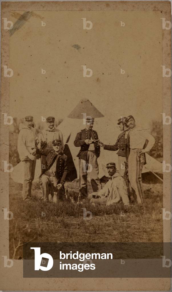 Image of Photography depicting Group photo of officers and soldiers 1860 by Alessandro Duroni