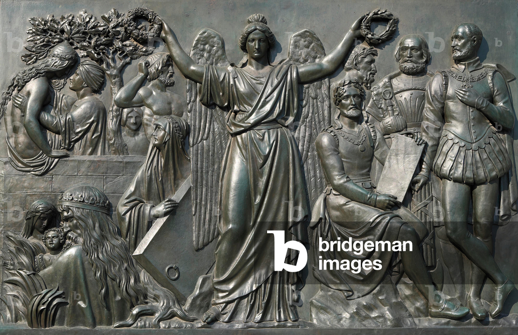 Panel at the Goethe Monument, Rossmarkt, Frankfurt am Main, Hesse, Germany, Europe, 2015 (photo)