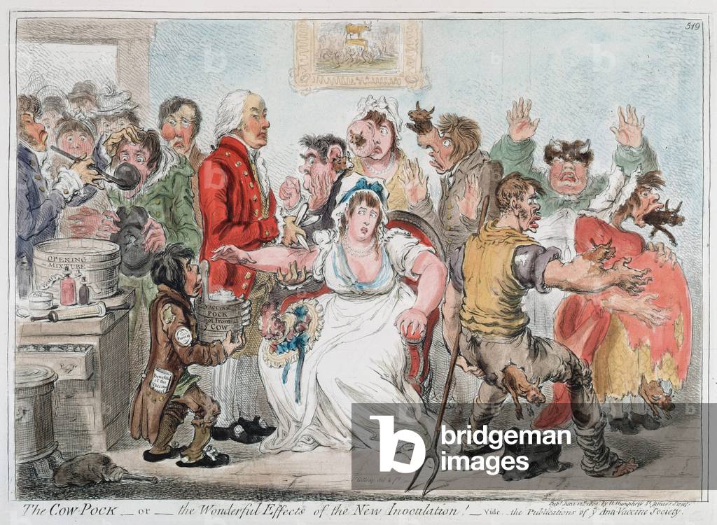 "Gillray cartone animato sulla vaccinazione contro il vaiolo usando siero Cowpox" 1802