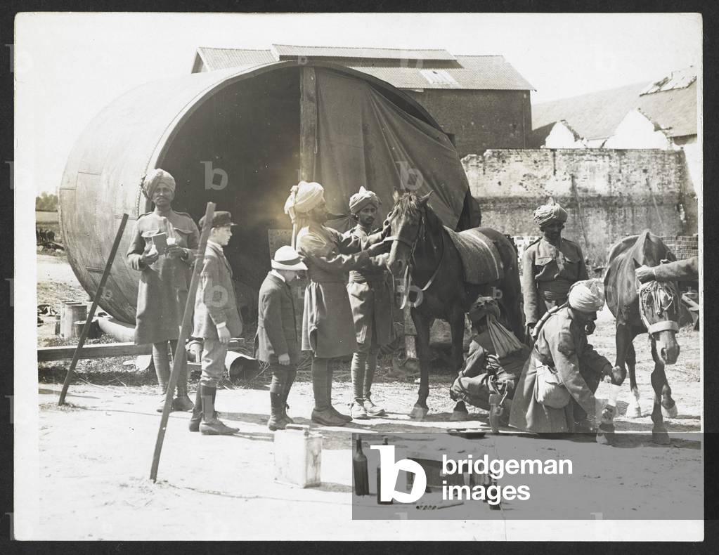 An Indian Cavalry horse hospital in a French factory [Estrée Blanche], b/w