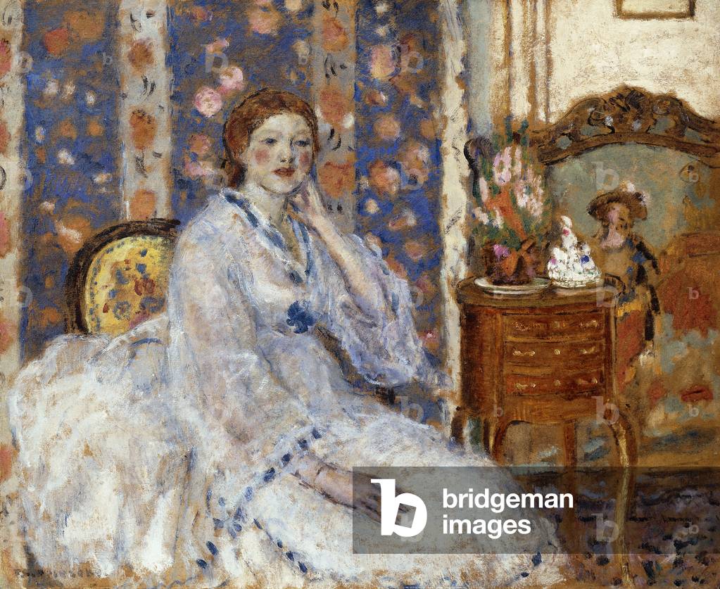 Immagine di Dipinto "donna seduti in un poltrona" di Frederick Carl Frieseke