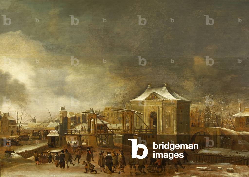 il Heylige-Weghts Poort, Amsterdam, in inverno, c. 1660-1670 (olio su pannello di quercia)