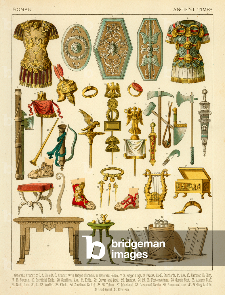 Image of Print depicting Roman articles (colour litho) 1801 by Albert Kretschmer