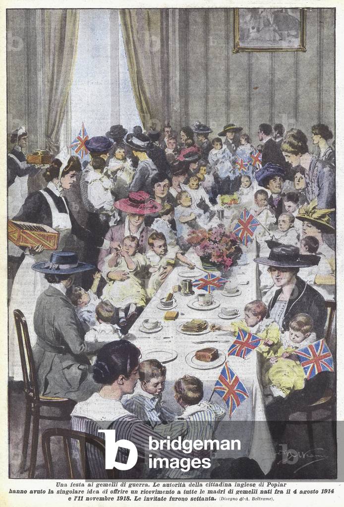 "Eine Partei für die Kriegszwillinge (Farblitho)" von Achille Beltrame