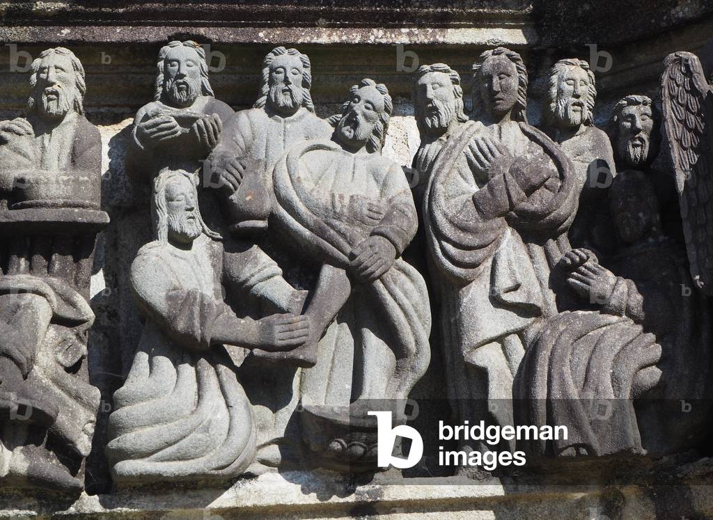 Le Calvario del 1588, particolare del clistere dei piedi, Guimillau, Valle de l'Elorn, Recinti Parroissiali, F