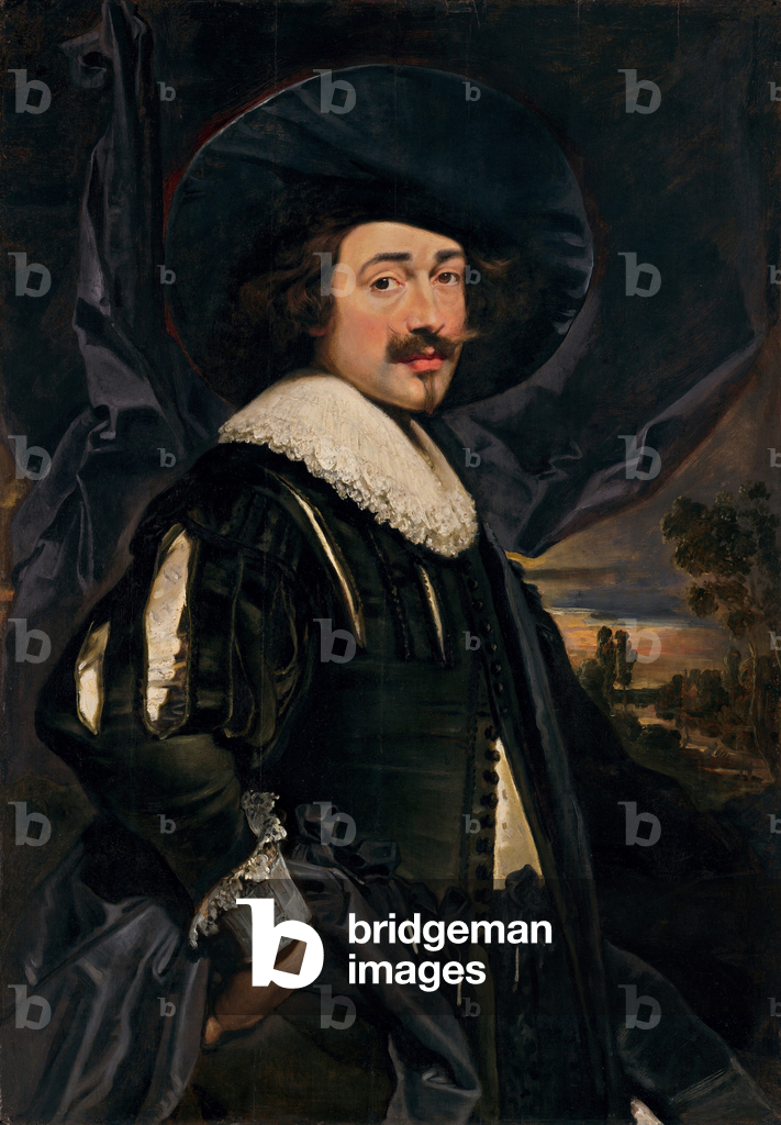 Image of Painting depicting Portrait of a Man in a Wide-Brimmed Hat 1630 by Flemish Artist