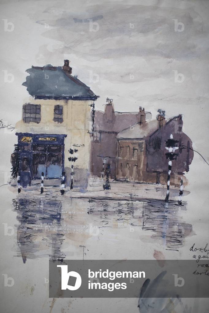 Street In Rain, 1955 (acquerello su carta)