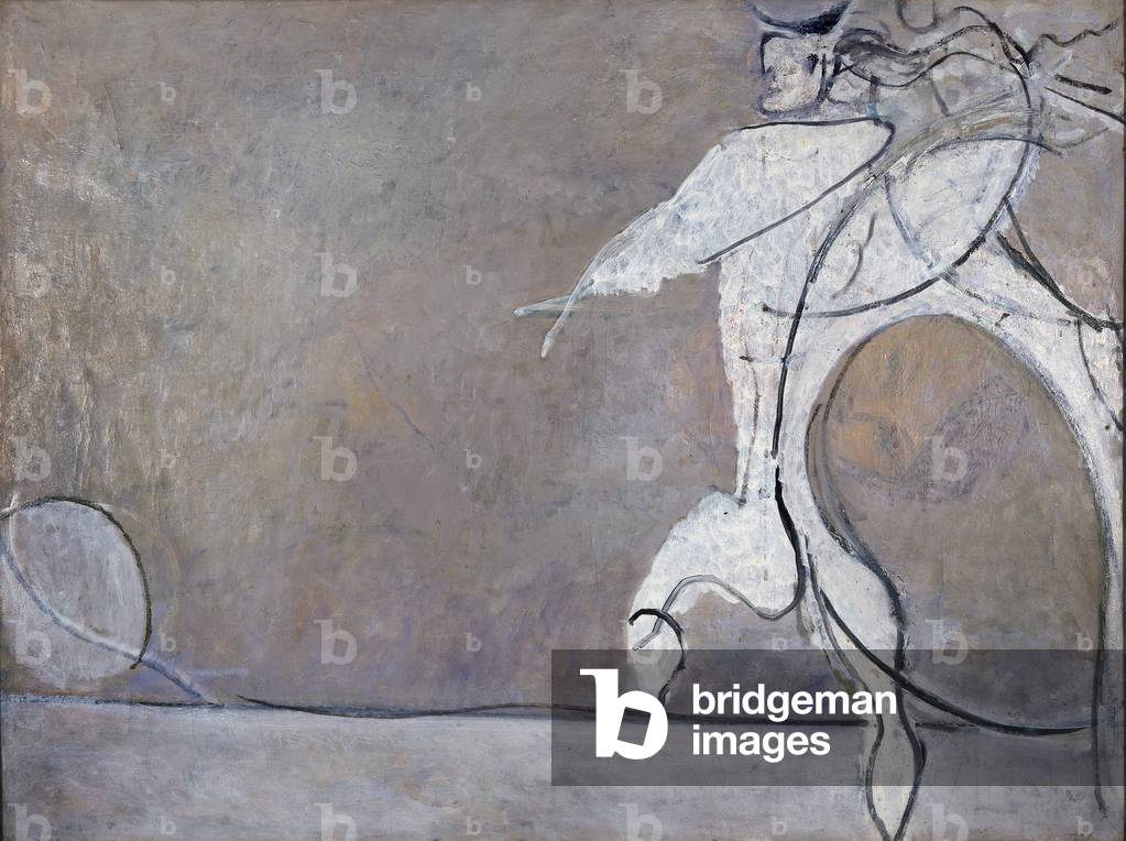 Angelo ribelle con luna bianca, 1955 (olio su tela)