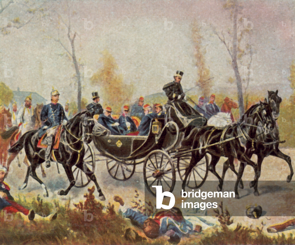 Immagine di Stampa "L'Imperatore Napoleone viene accompagnato al Re da Bismarck" 1901 di Wilhelm Camphausen