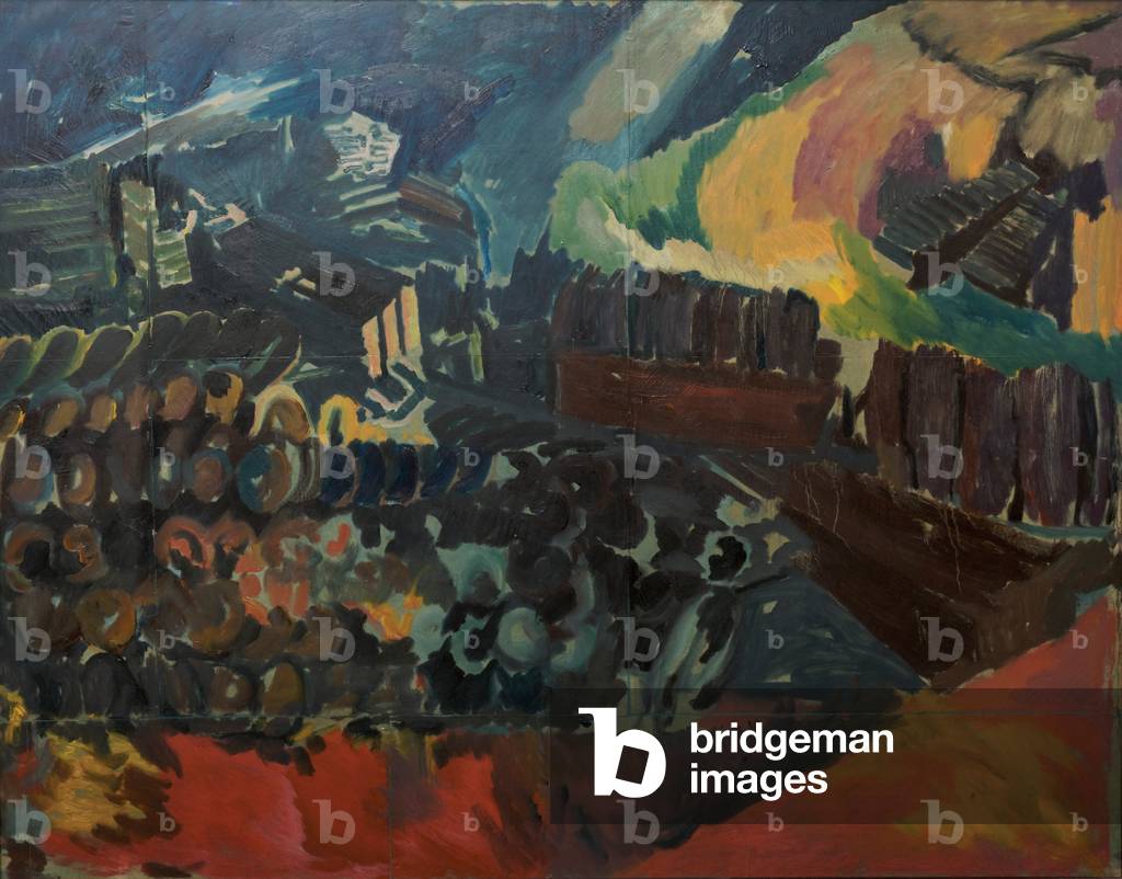 Bomb Store: Study for Memorial Panel I, 1942 (oil on paper laid down on canvas)