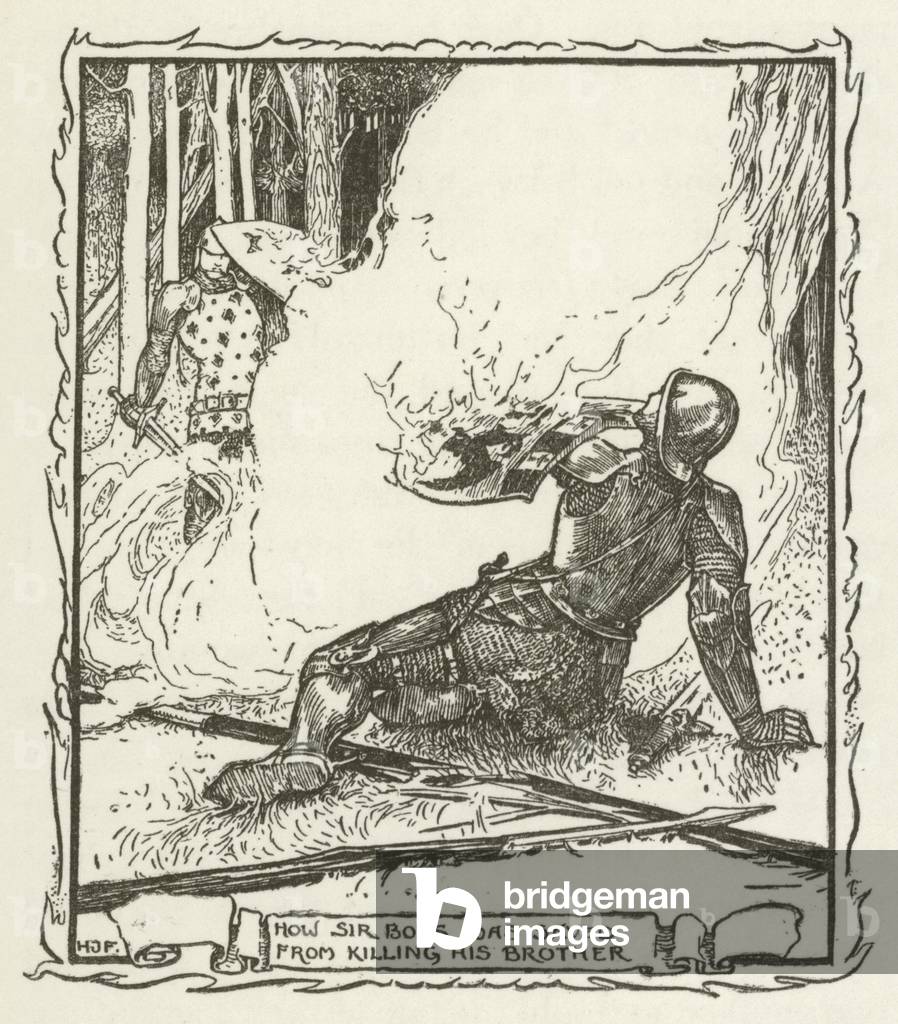 How Sir Bors was saved from killing his brother (engraving)