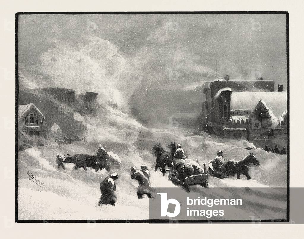 Una Blizzard a Winnipeg, Canada, Incisione del XIX secolo