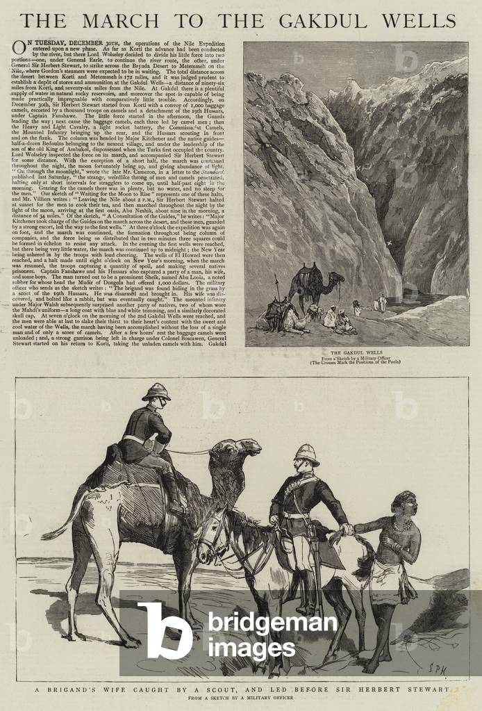 The March to the Gakdul Wells (engraving) by English Artist, b/w