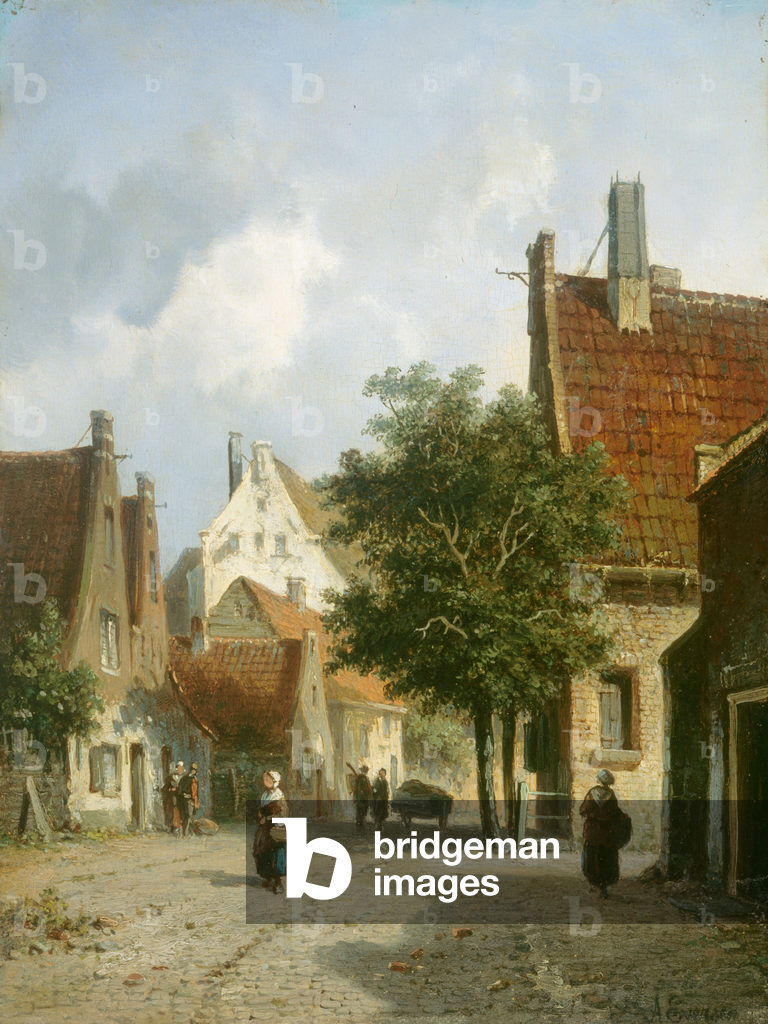 Bild von Gemälde "Amsterdamer Straßenszene (Öl auf Holz)" von Adrianus Eversen