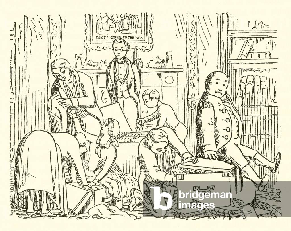 "Verpackung für Oxford (Gravur)" von Cuthbert Bede, b/w