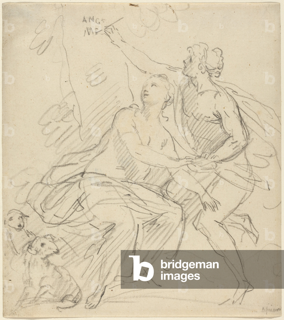 Angelica e Medoro (grafite su carta vergata)