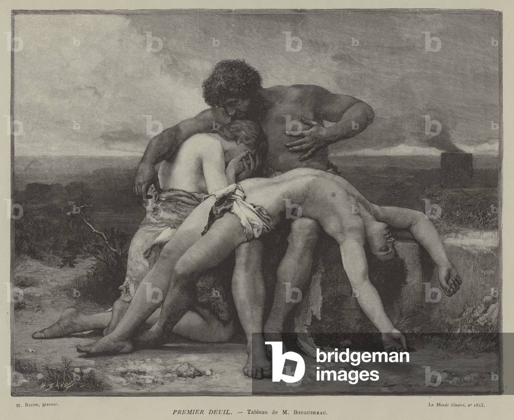 "Premier Deuil (incisione)" 1801 di French School, b/w