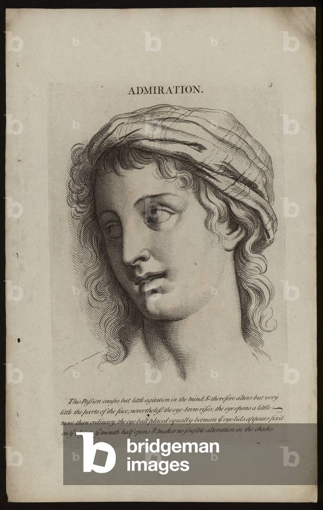 "Le passioni dell'anima di Le Brun: Ammirazione (incisione)" 1701 di Charles Le Brun