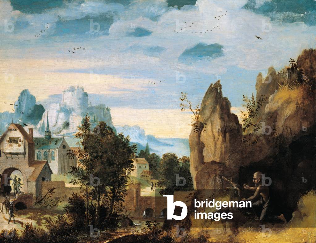 Landschaft mit dem reumitonierenden Hl. Hieronymus, 1540 (Öl auf Holz)